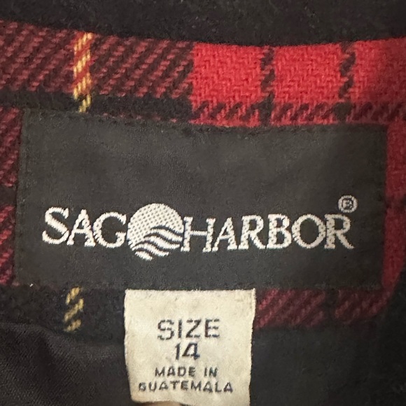 Vintage Sag Harbor Wool Blend Women’s One Button Closure Plaid Blazer Size 14 - Picture 6 of 7